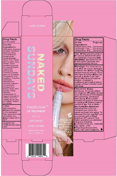 Poutscreen Love Letter Uc (Usa Poutscreen 15ml  (shorter Tube) Love Letter)